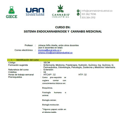 Diplomado en Endocannabinoidoma y Cannabis Medicinal — 100 Horas | Certificado UAN