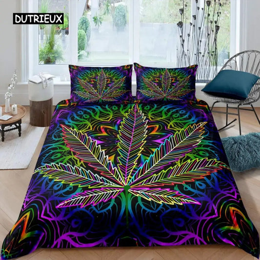 Juego de Cama con Estampado de Hojas de Marihuana – Diseño Psicodélico y Colorido 🌿✨

¡Transforma tu espacio con este juego de cama inspirado en el cannabis ! Edredón de microfibra premium con un estampado vibrante